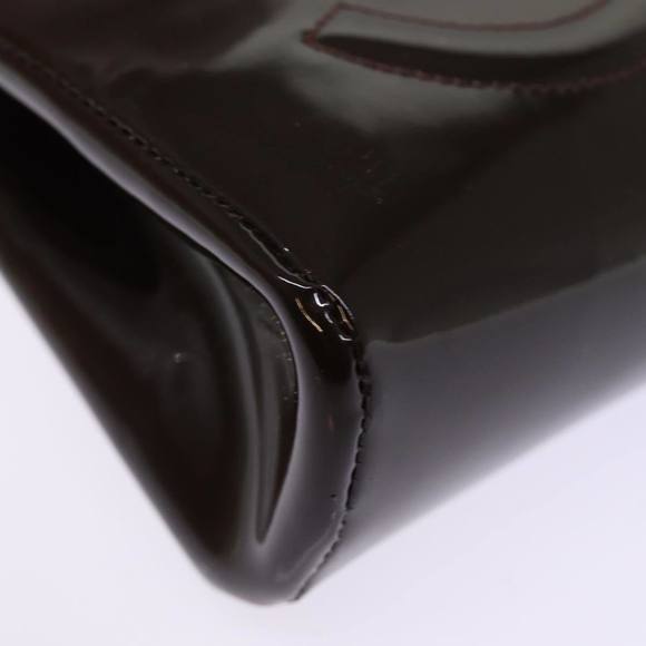 CHANEL Pouch Patent leather Brown CC Auth 74604 - Picture 7 of 16